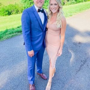 Lulus Flaunt It Strapless Light Brown Bustier MIDI Dress